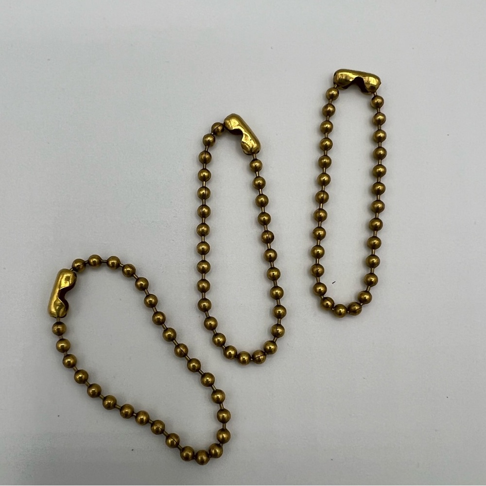 Set (3) Three Ball Chain Replacements For COACH Hangtags Solid Brass 4” - Picture 3 of 3